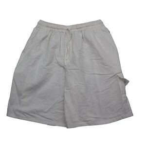 Natural Cotton Shorts Mens XL White Cargo Pocket High Rise Cotton Drawstring